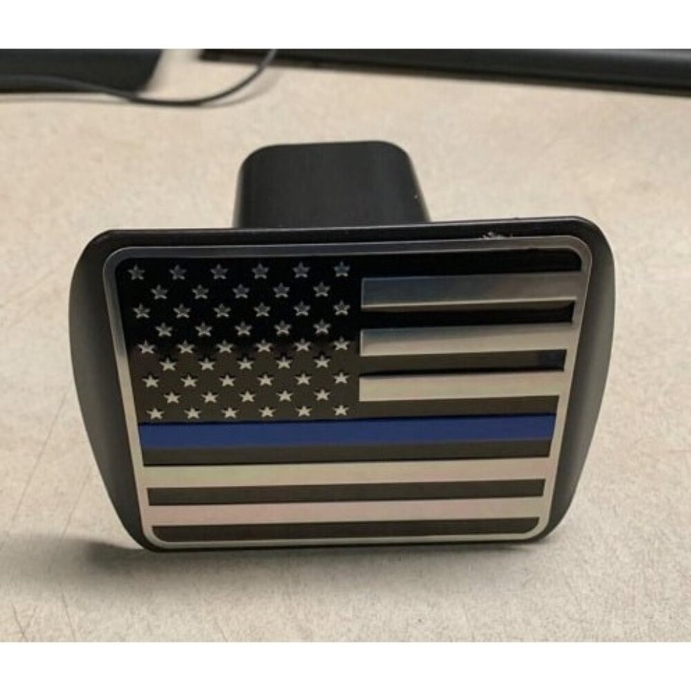 New USA American Flag Metal Hitch Cover (Fits 2" Receivers, Black & Chrome